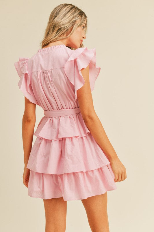 Pink Ruffle Mini Dress