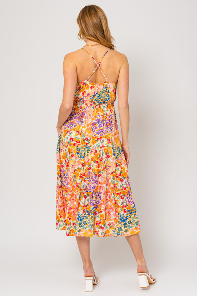 Ditsy Tiered Floral Midi Dress