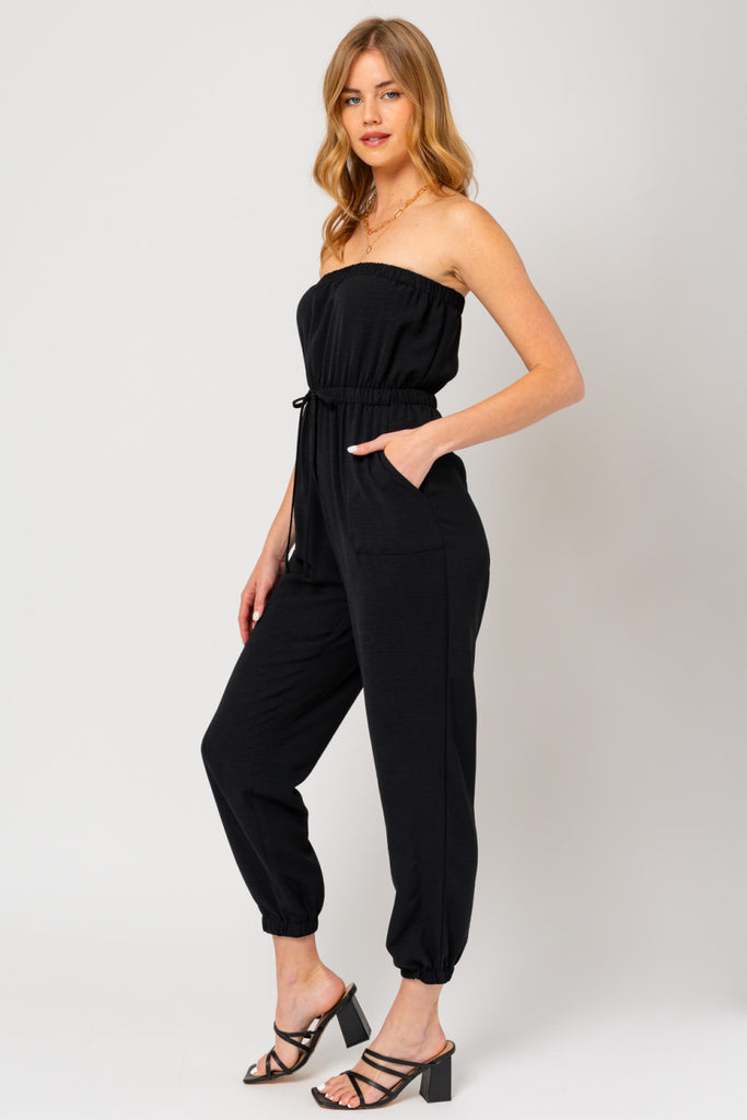 Tube Top Tie Waist Jumpsuit