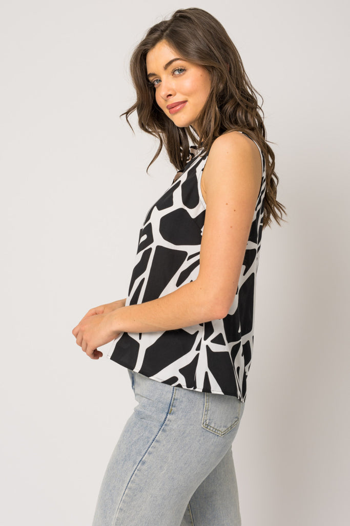 Black and White Abstract Top
