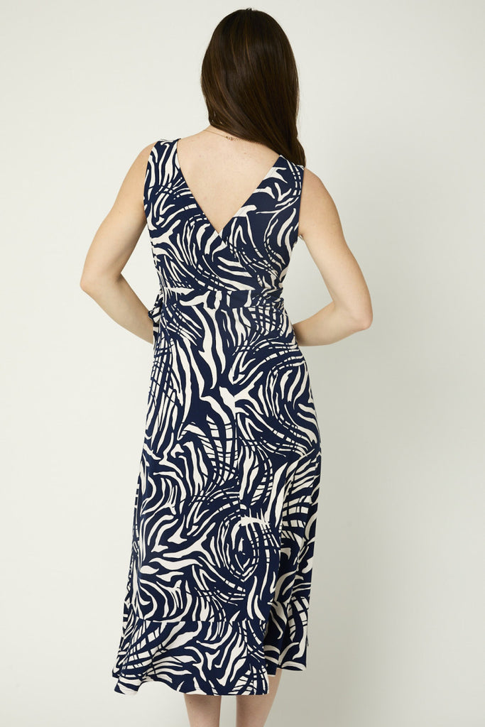 Ruffle Abstract Midi Dress