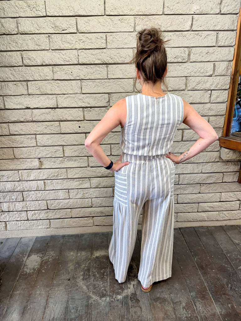 Ecru Stripe Jumpsuit