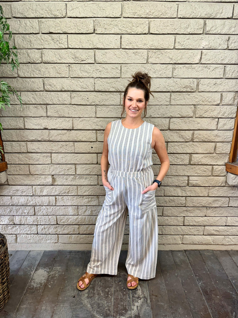 Ecru Stripe Jumpsuit