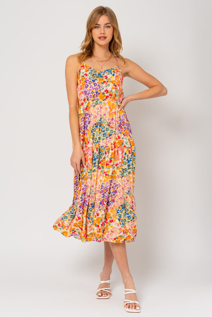Ditsy Tiered Floral Midi Dress