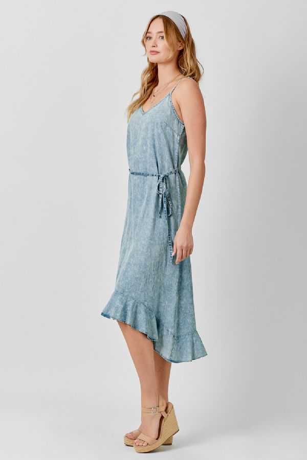 Ruffle Hem Tencel Dress