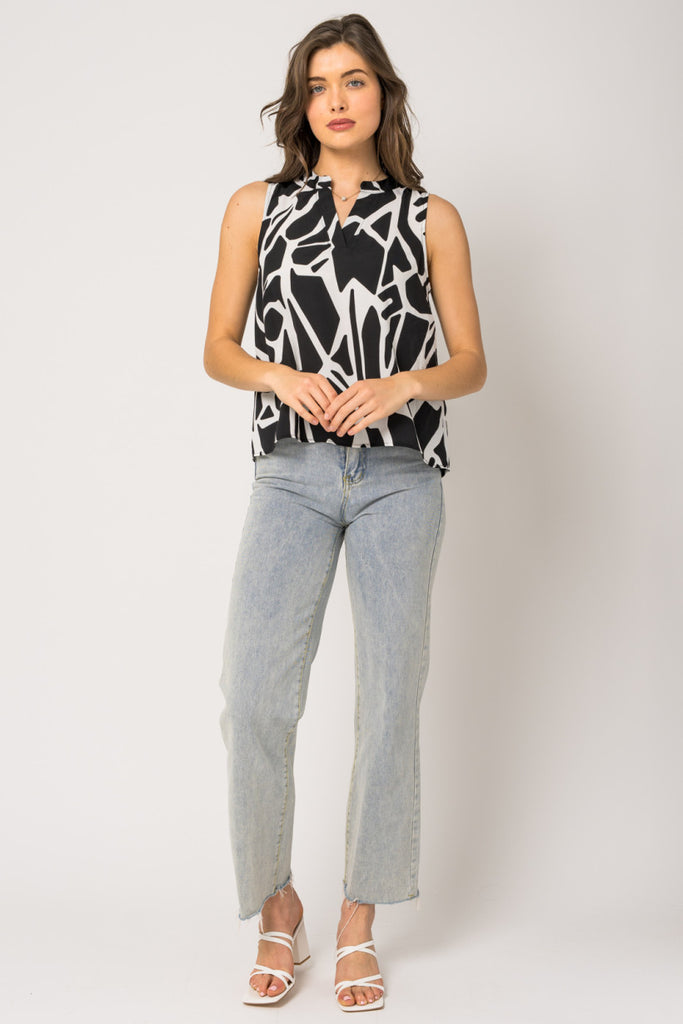 Black and White Abstract Top