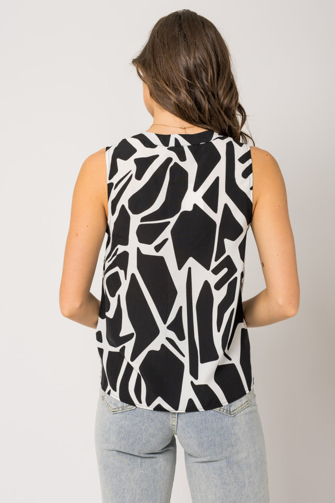 Black and White Abstract Top